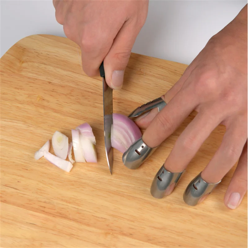 4pcs Stainless Steel Finger Guard Finger Hand Cut Hand Protector Vegetable Cutting Protecter Gadgets Kitchen Accessories
