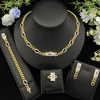 JRH Luxury Zircon Bride Wedding Jewelry Set Gold Plated for Women Arabic Party Earrings Necklace Bracelet Ring Gift for Her