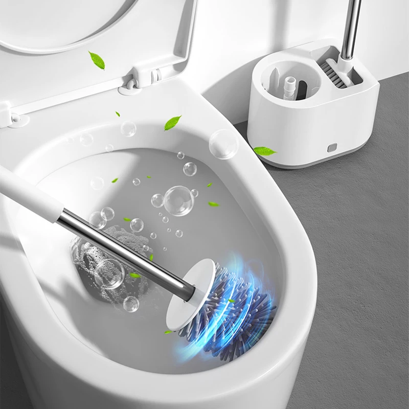 Toilet Brush Sets Bathroom Accessories Wall Mounted Silicone PP Leakproof Water Cleaning Tools