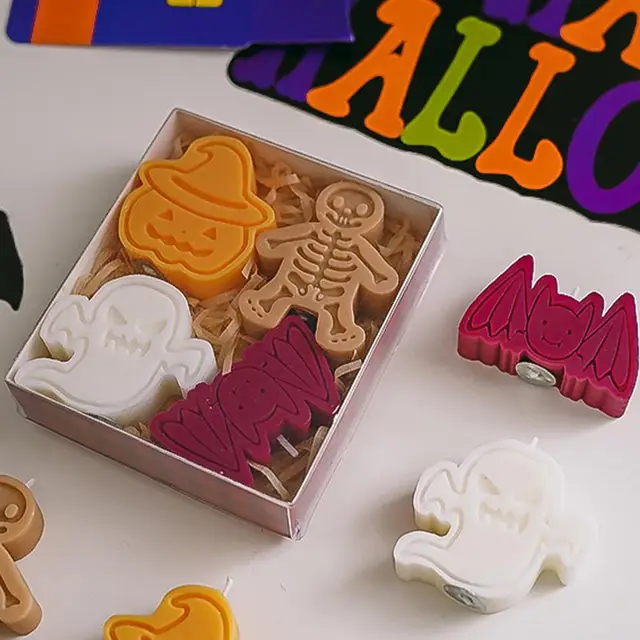 4pcs Comforting Scent Candles Set For Halloween Shaped Candles Safe Scented Candles Novelty Candles navidad decoracion 2025