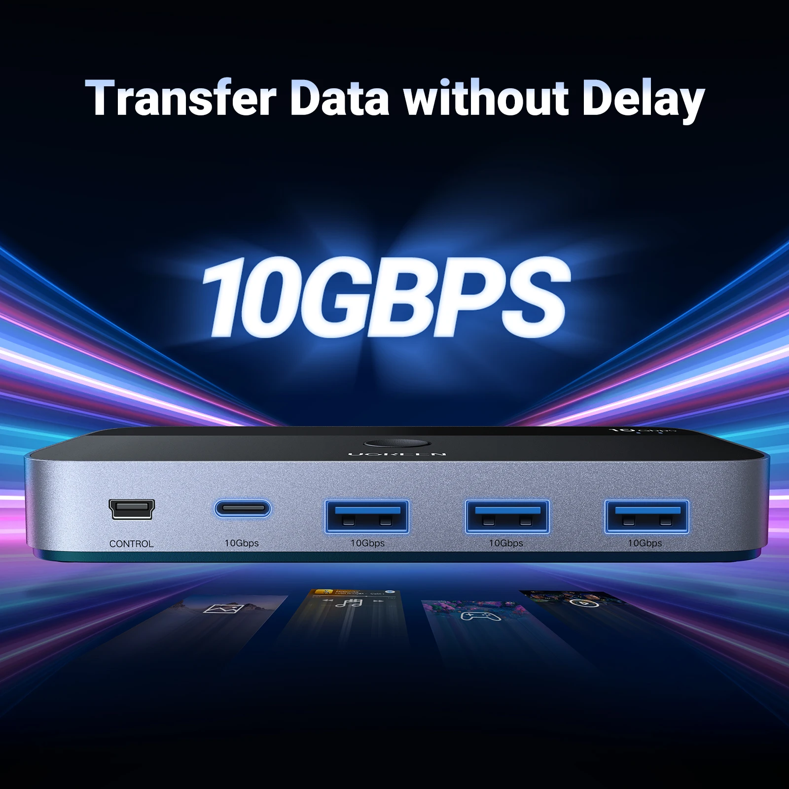 Ugreen-usb c Kvm Switch Usb c 3.2 Switcher para pc Teclado Mouse Impressora e Scanner Dispositivos 10gbps Pcs - Imagem 2