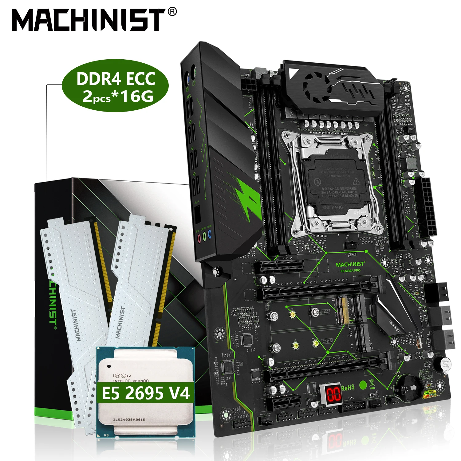 Machinist Mr9A Pro Scheda Madre X99 Set Lga2011-3 Kit Xeon E5 2695 V4 Cpu 2X16G = 32Gb Ddr4 Ram Memory Support Nvme M.2 Sata Atx