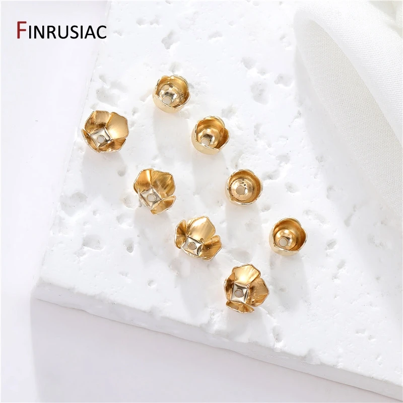 DIYJewelryMakingSupplies14KGoldPlatedBrassFlowerEndBeadsCaps