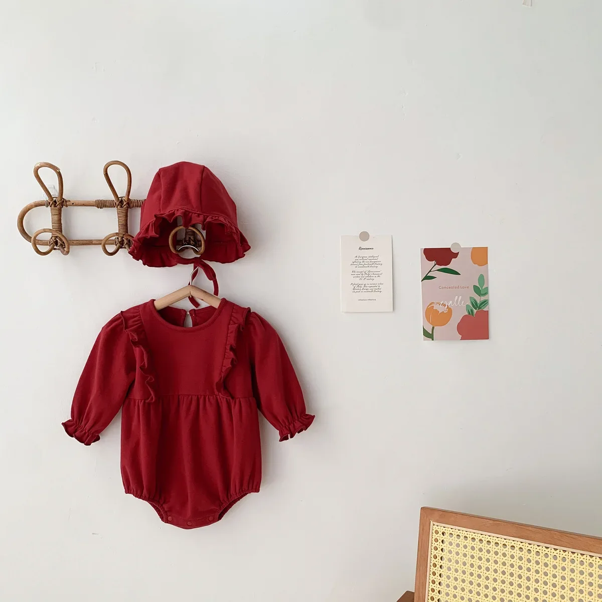 Baby Pure Color Court Style Bodysuit Spring Autumn Outfit for Crawling Boys Girls Newborn One Year Old Outdoor Clothes