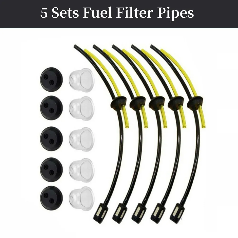 

5Sets Fuel Filter Pipes Fuel Hose Seal Hedge For Strimmer Trimmer Brush Cutter Rubber Grommet Seals Primers Bulbs