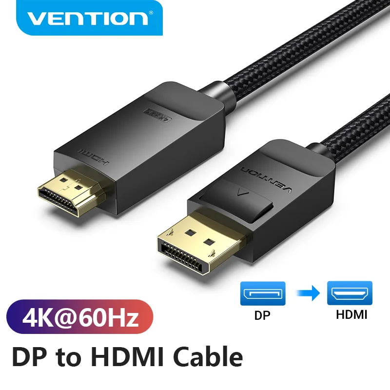 Vention Display Port to HDMI 4K 60Hz DP to HDMI Cable for PC Laptop HDTV  Monitor Projector Video Audio Cable DisplayPort to HDMI - AliExpress