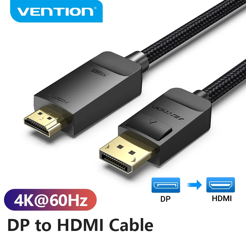 Vention Display Port to HDMI 4K DP to HDMI Cable for PC HDTV Monitor Projector Video Audio Cable DisplayPort to HDMI - AliExpress