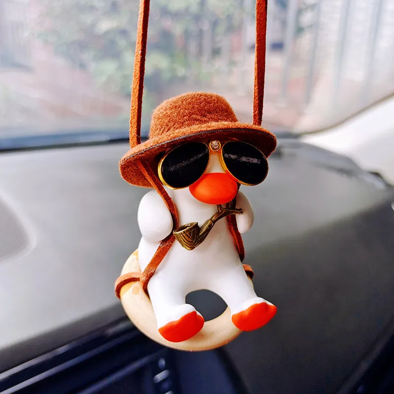 Car Interior Pendant Cute Anime Swing Little Duck sunglasses Hanging Auto  Rearview Mirror Fragrance Decor Accessories Girls Gift - AliExpress