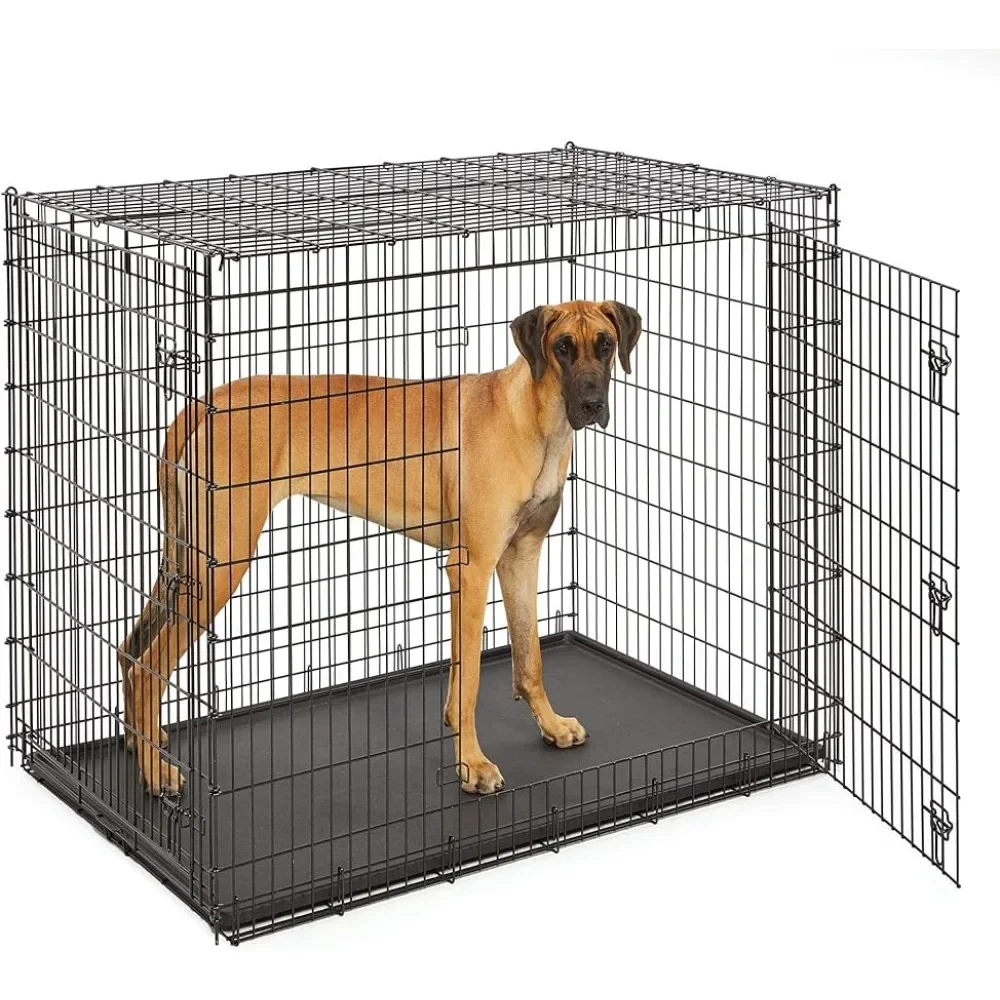 

St. Bernard Dog Fence SL54DD Ginormus Double Door Dog Crate for XXL for the Largest Dogs Breeds Cats Cage Black Mastiff Doghouse