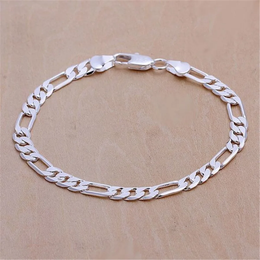 Braccialetto a catena solida e squisita in argento sterling 925, con ciondolo alla moda, per donne e uomini, modello semplice e carino._voghion.com