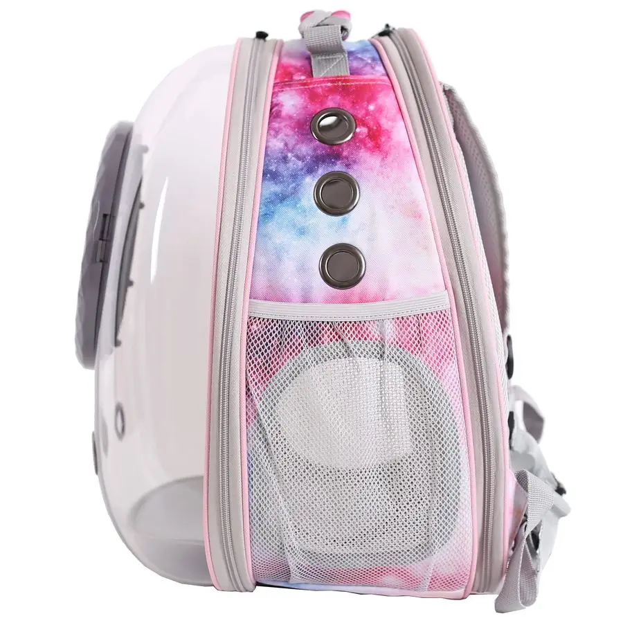 Expandable Galaxy Pink Bubble Pet Carrier Backpack – Space Capsule Design for Cats & Small Pets