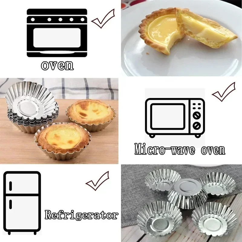 Reusable Stainless Steel Egg Tart Mold Baking Accessories Cookie Pudding Mould Mooncake Mold Pastry Tools Cake molds
