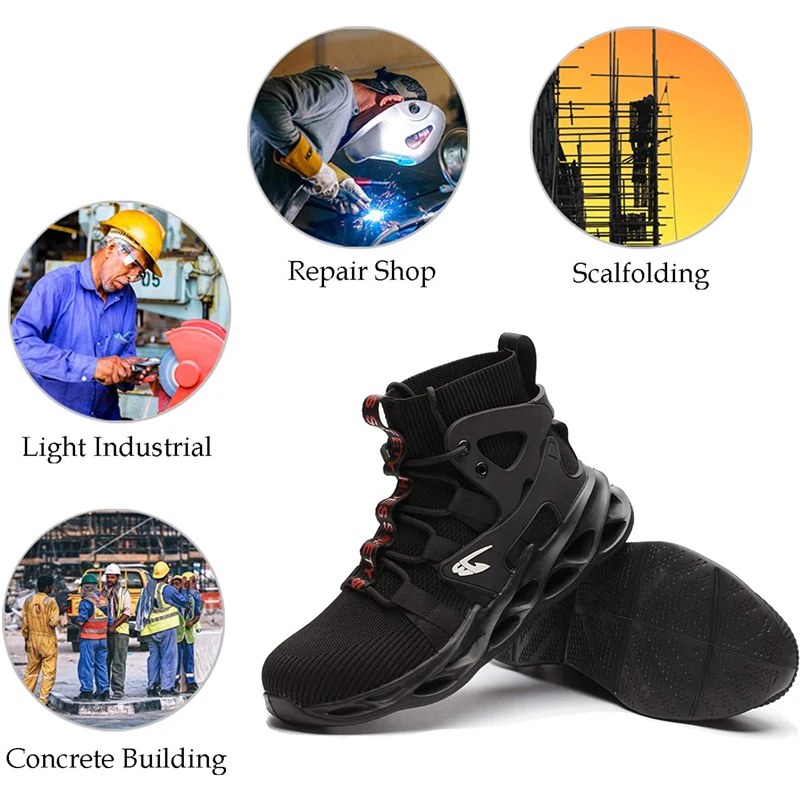 Work Safety Steel Toe Boot Lightweight Breathable Industrial Construction Boots Sneakers for Men Protective Labor Men's Shoes