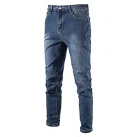 Spring Autumn Men's Jeans High-quality Solid Color Washed Cotton Stretch Straight Denim Pants Male Casual Business Trousers 38 1