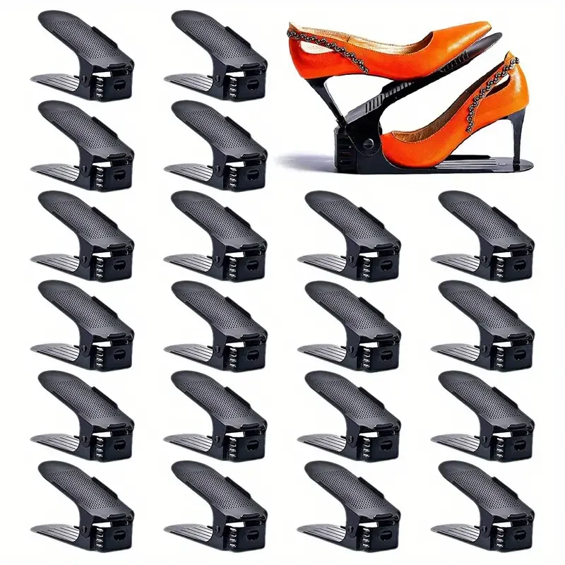 20 шт., органайзер для слотов для обуви, утолщенный двойной слой для хранения, штабелер для организации шкафа, легко собирается, стеллаж, экономия места