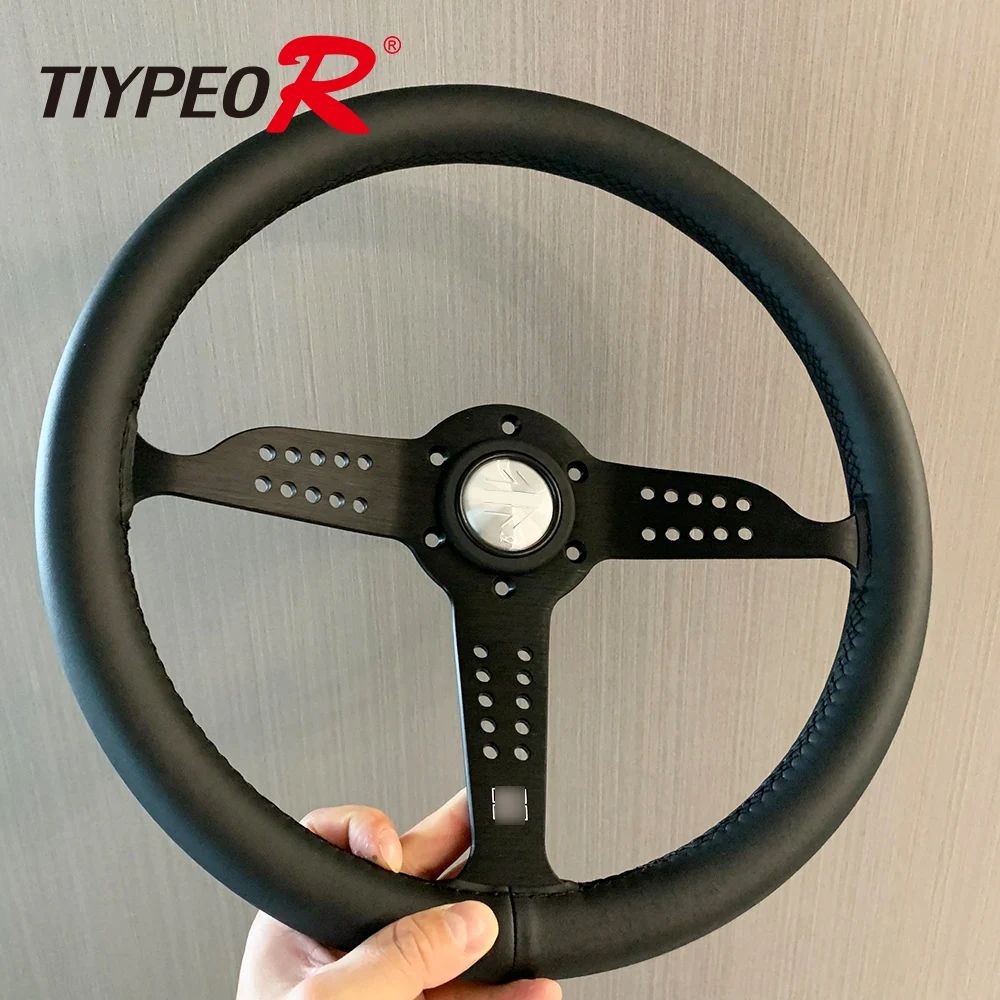 

JDM Black Leather 350mm Drift Classic Universal Racing Grand Prix Momo Steering Wheel Volantes For VW Honda BMW Toyota