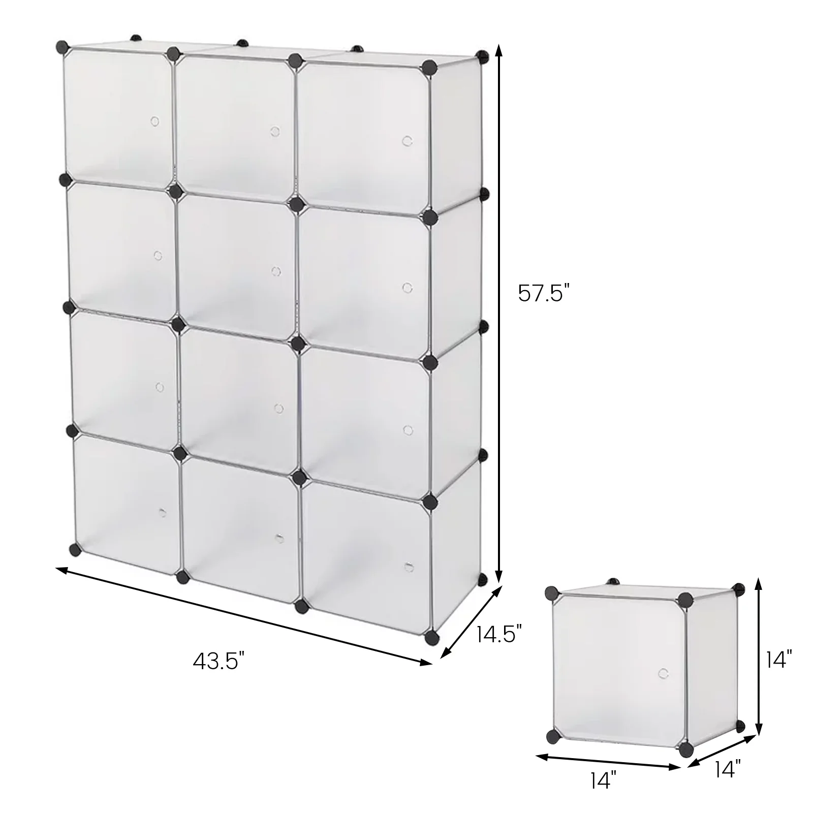 12-Cube Storage Closet Organizer Wardrobe Shelves DIY Closet Cabinet with Doors for Bedroom Living Room with Doors