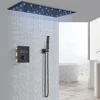 Ceiling  Shower Faucet Big Rainfall LED Shower Head Concealed Shower System Black Embedded Shower 1