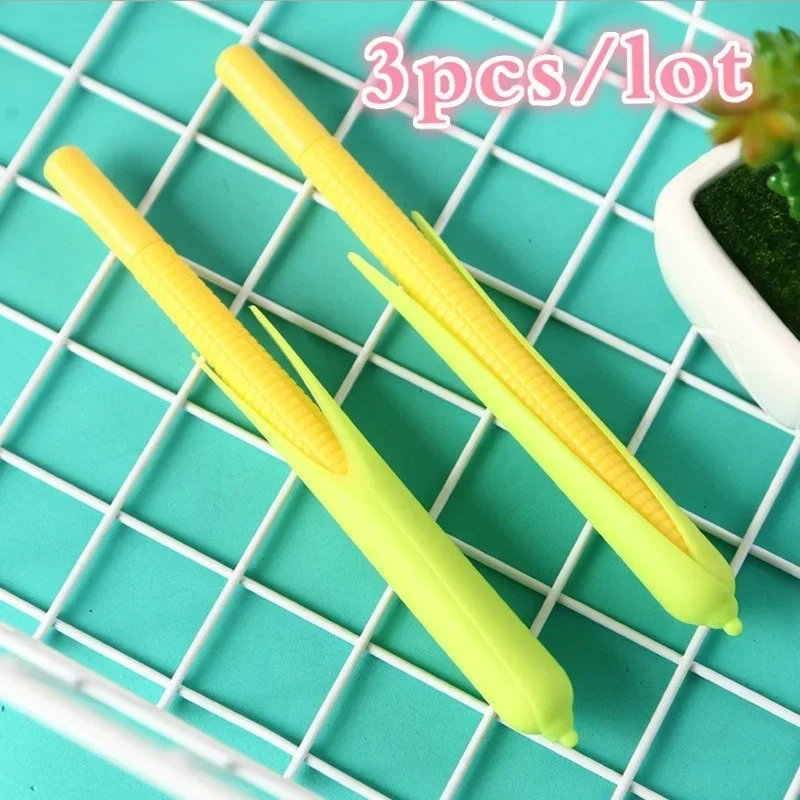 3Pcs Cute Corn Gel Pen Soft Rubber Corn Gel Pens Creative Gel Pens Stationery Materials Office School Supplies Stationery Gift