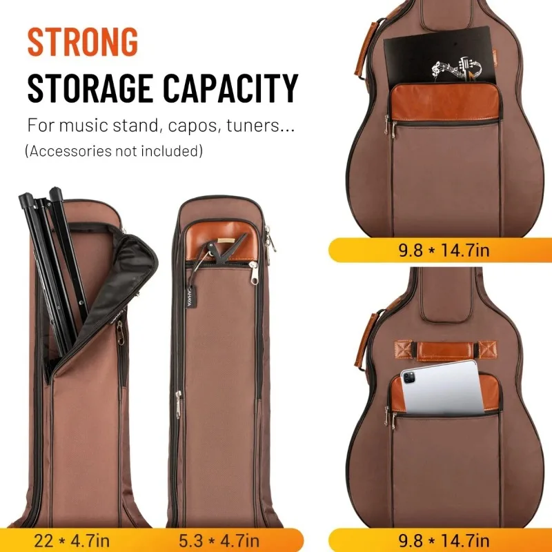 Acoustic Guitar Bag 41 Inch Thickened Waterproof Oxford Nylon Double Straps Cotton Padded Guitar Case Gig Backpack