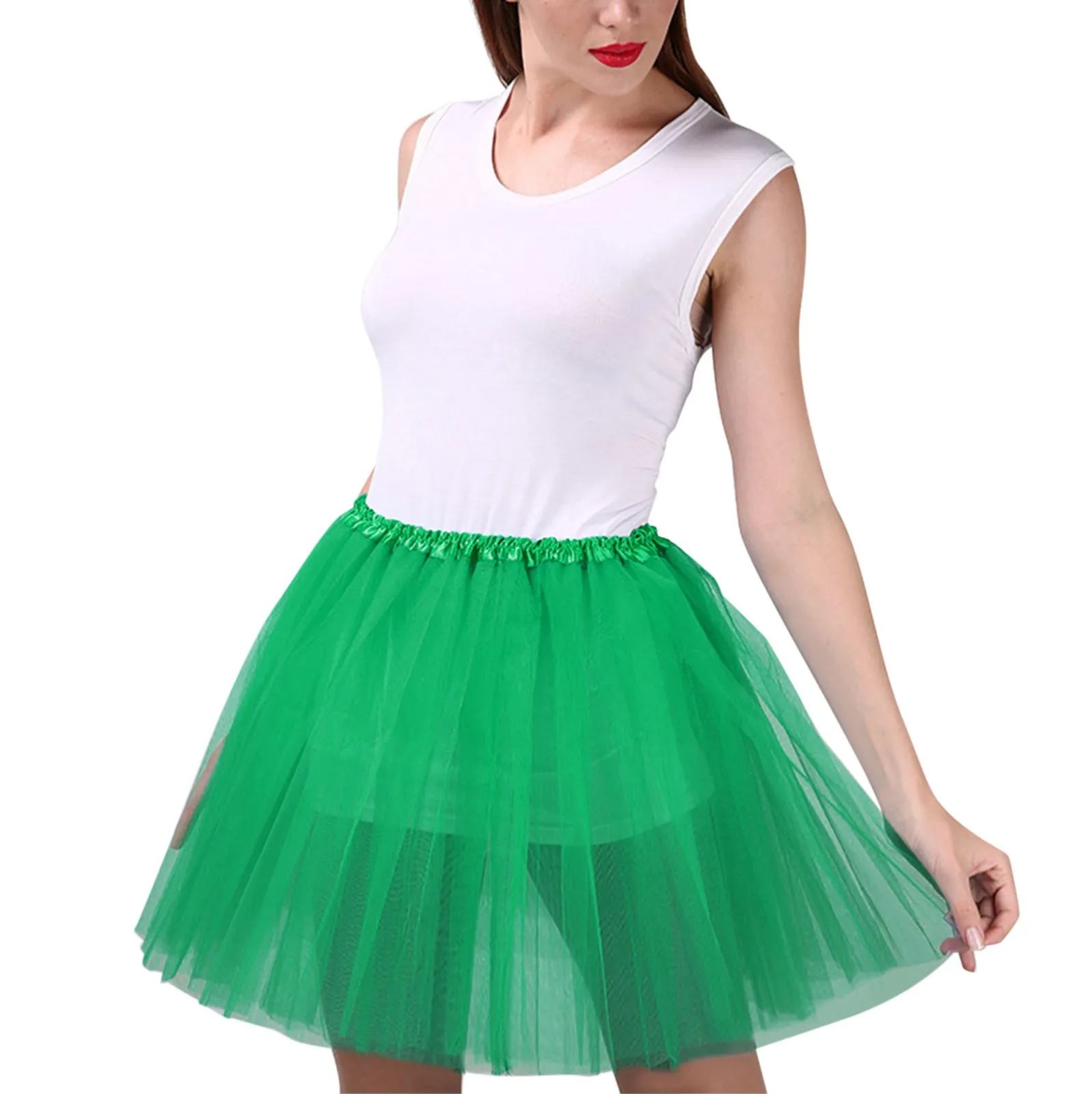 Women's Tutu Skirt Multi Colors Adult Fairycore Women Elastic Waist Dancing Costumes Ballet Clothes Mesh Petticoat Tulle Skirt 4