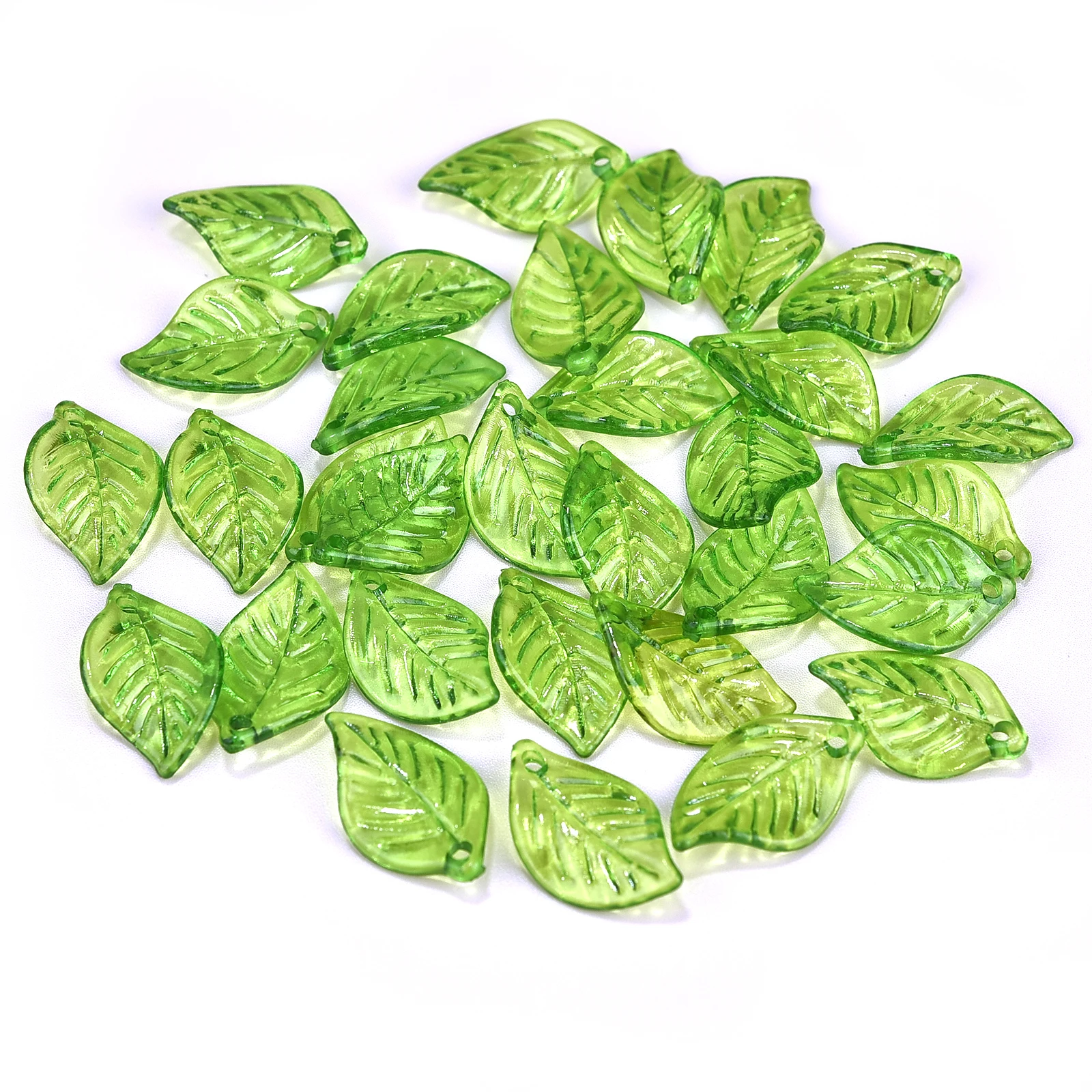 120 Perline Acriliche A Forma Di Foglia Verde – Ciondoli In Plastica Trasparente Per Creazione Gioielli Fai Da Te, 6 Dimensioni