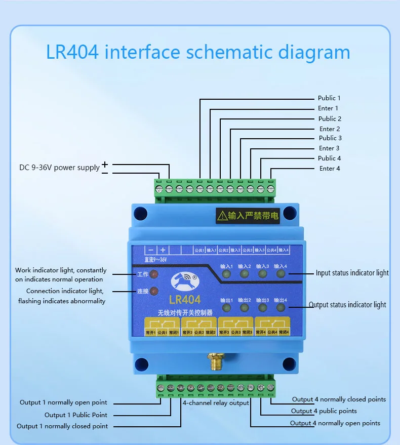 LR424 4-channel Switch Quantity Wireless Transmission Module Remote Control Rela