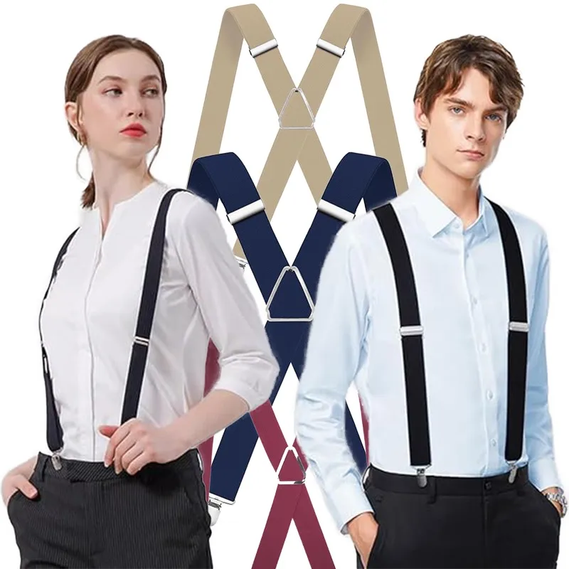 Bretelles élastiques en Polyester pour hommes et femmes, 4 Clips, Vintage, pantalons à bretelles, Suspension de mariage pour jupes, 4 clips