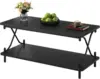 Coffee Table with Storage and Open Shelves for Living Dining Room, Modern Rectangle & Industrial Design, X-Shape Frame 2