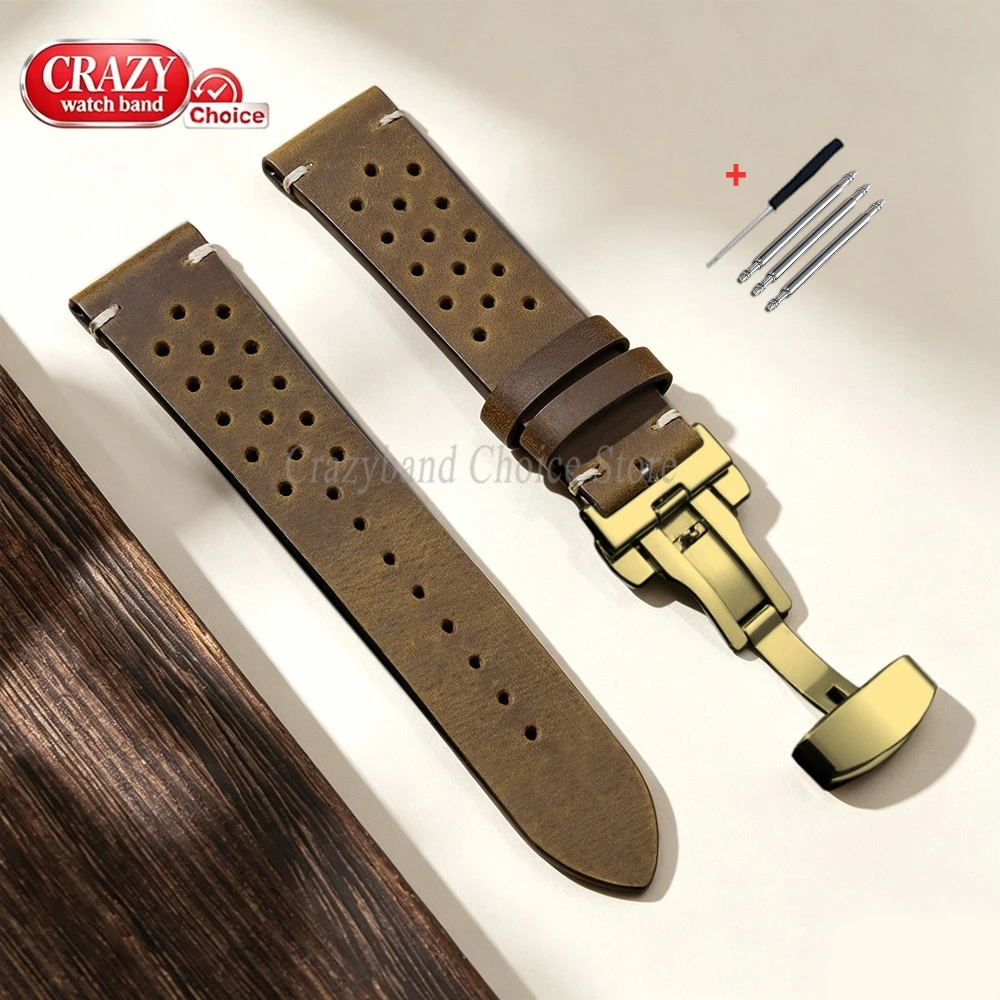 Elegant Handmade Leather Watch Band - Premium Cowhide in Brown & Black