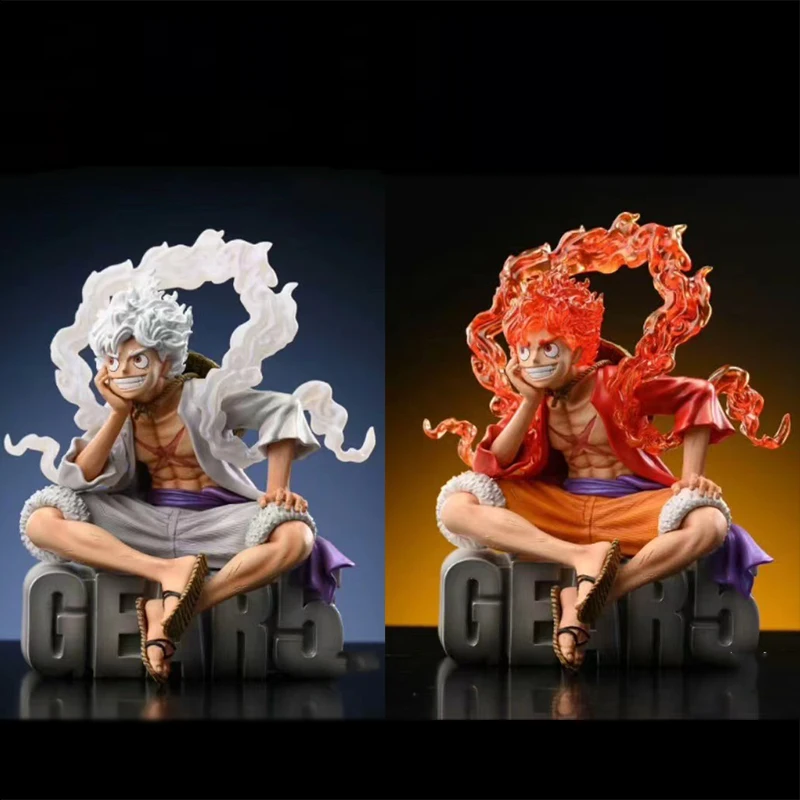 15Cm Anime Rufy Nika Gear 5 Figure One Piece Figurine Collectable Decor B-Hs Rufy Action Figurere Sitting Model Pvc Statue Toy