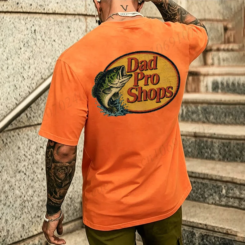Vintage Fisherman Dad Humorous T-Shirts - Outdoor Crewneck Short Sleeve Oversized Tops
