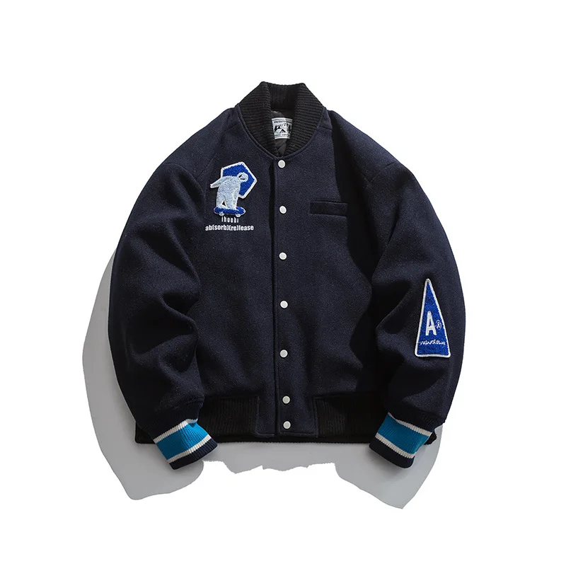 

2023 Men's Baseball Uniform Autumn Winter Y2K Retro Fashion Bomber Jacket Men Solid Embroidery Label Short Coats Hot Sale Unisex