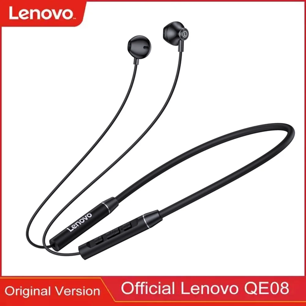 Headphones Lenovo QE08 Bluetooth Earphone Neckband Wireless Bluethooth Magentic Earbuds Waterproof Noise Ruduction |