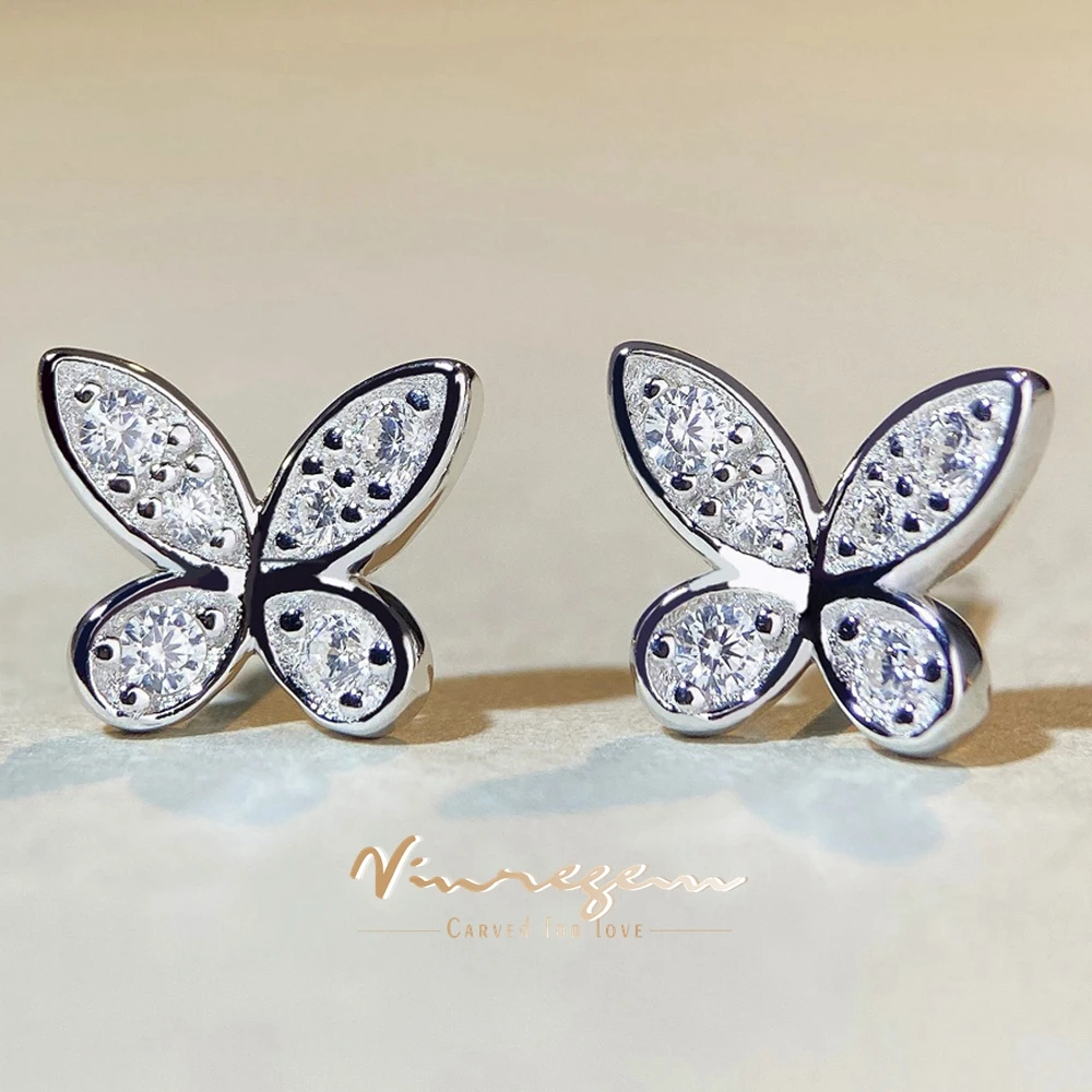

Серьги-гвоздики женские из серебра 925 пробы с муассанитом, 18 к