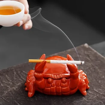 Posacenere in Ceramica a Forma di Granchio con Coperchio, Antifumo, per Sigari, Decorazione Creativa per Casa, Soggiorno, Scrivania, Regalo Artistico