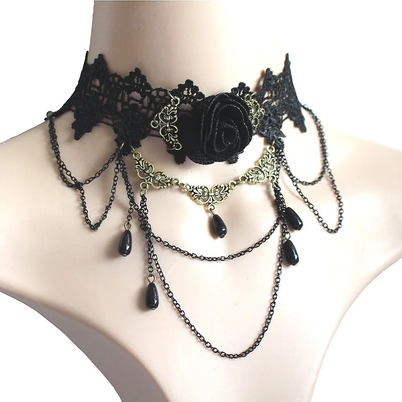 Black vampire jewelry gothic choker necklace • Matching black