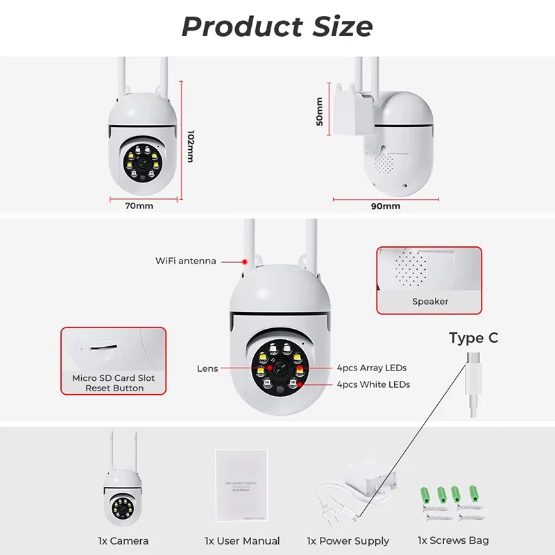 4MP 2K Mini WiFi PTZ Surveillance Camera | Human Detection, 5X Zoom, IP Camera, Home Security, Two-Way Audio, ICSEE App 2