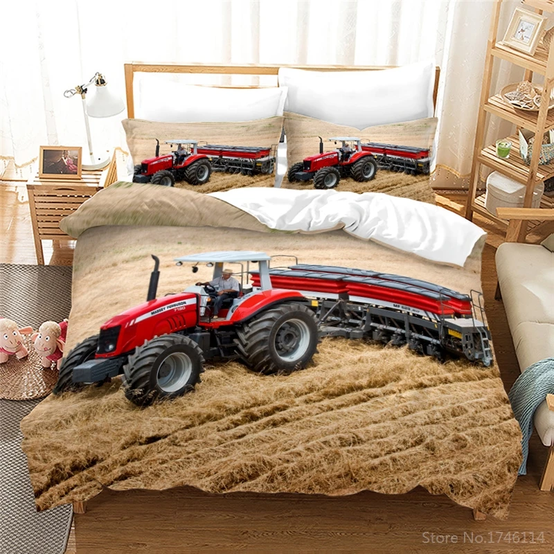 

2/3 Pieces Outdoor Machinery 3D Bedding Set Big Tractor Pattern Duvet Cover Set Soft Comforter Cover Pillowcase Set Home Textile