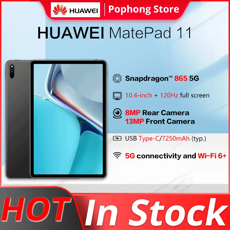 

HUAWEI MatePad 11 WIFI Tablet PC 10.95 Inch 120Hz screen 6GB RAM 128GB ROM HarmonyOS 2 Snapdragon 865 Octa Core 7250mAh WIFI 6