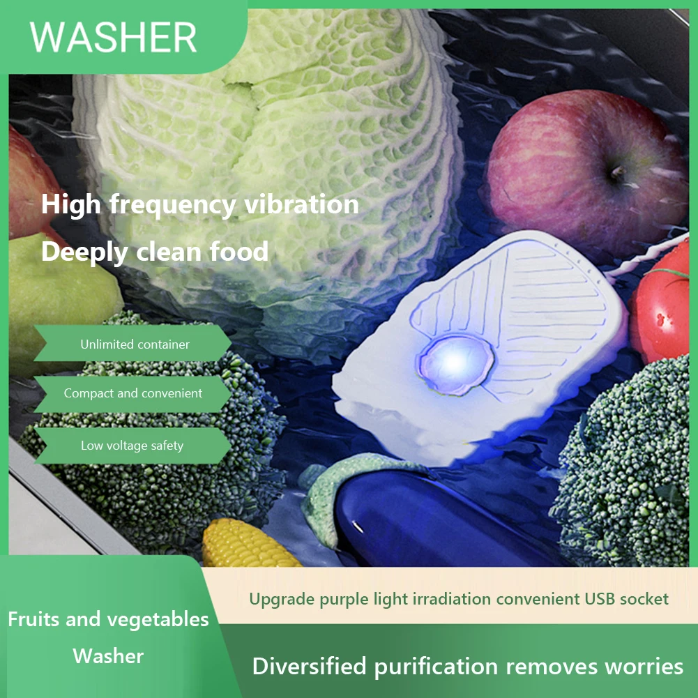 Fruit Vegetable Cleaning Machine Portable Ultrasonic Washing IPX7 Waterproof Multifunctional Machine Cleaner For Kitchen Use vegetable fruit cleaner