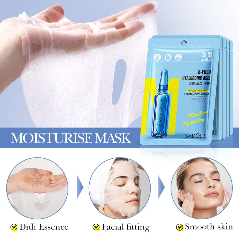5/10pcs SADOER Hyaluronic Acid Face Mask Moisturizing Hydrating Facial Masks Korean Cosmetics Skin Care