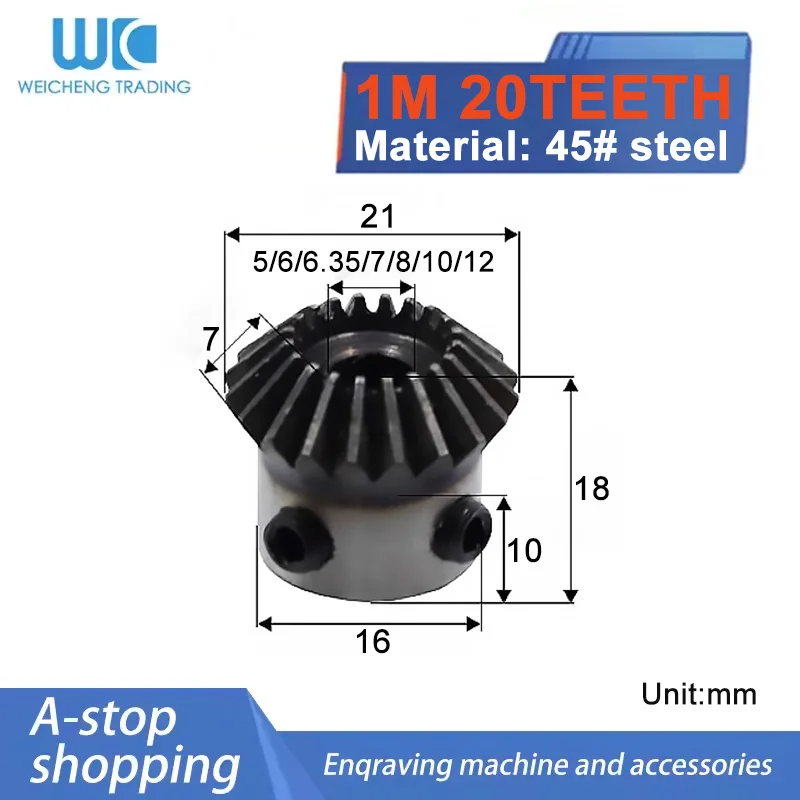 Bevel Gear 1M 20Teeth Inner Bore 5/6/7/8mm 90 Degrees Transmission DIY Carbon Steel Cnc Machine electric bike gear motor gear transmission gear electric chain saw gear cassette deck tape gear