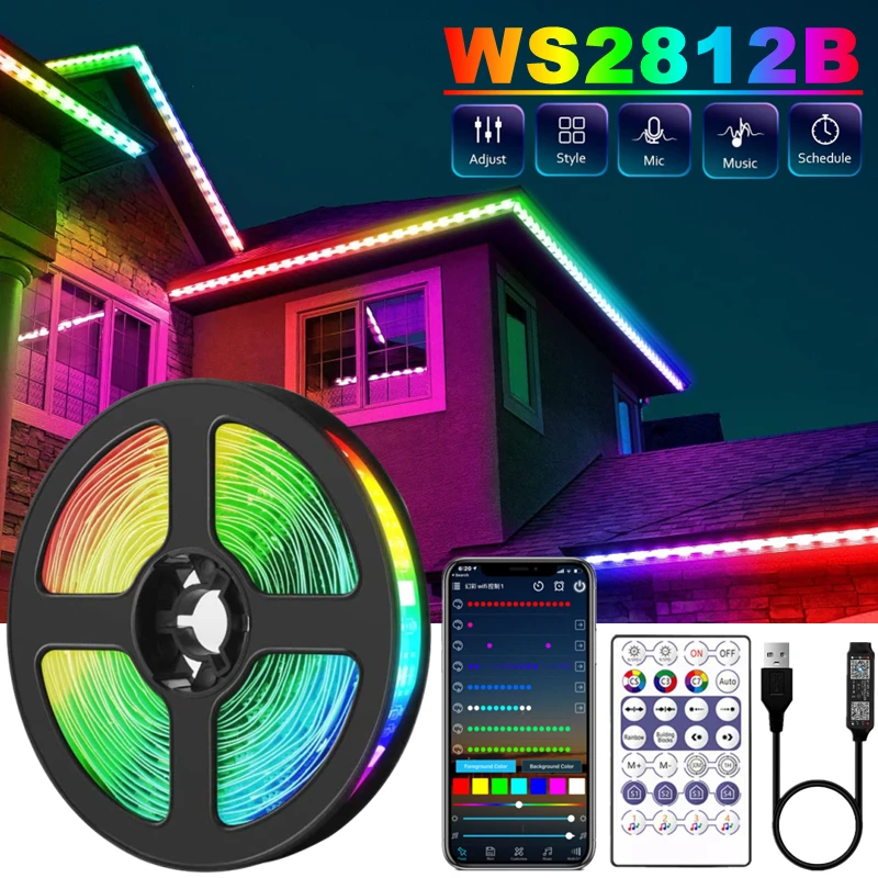 Светодиодная ленсветильник RGB 5050 WS2812B USB с управлением через Bluetooth гибкая лампа