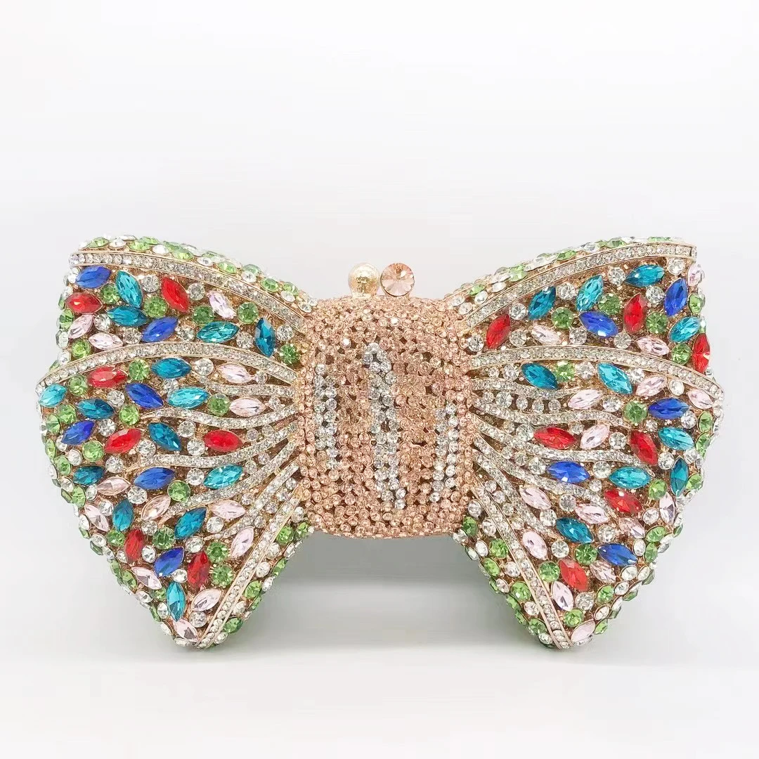 

Blue/Red/Green Crystal Purse Bow Evening Clutches Bags WHTUOHENG Wedding Purses Luxury Party Prom Handbags