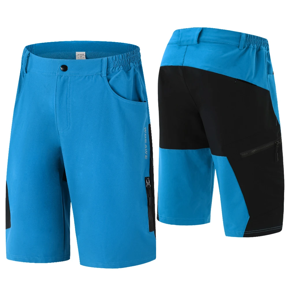WOSAWE Men's Cycling Shorts no inner pads Multi-pocket Quick Dry Half Pants Loose Fit Cycling Pants Zipped Summer Shorts