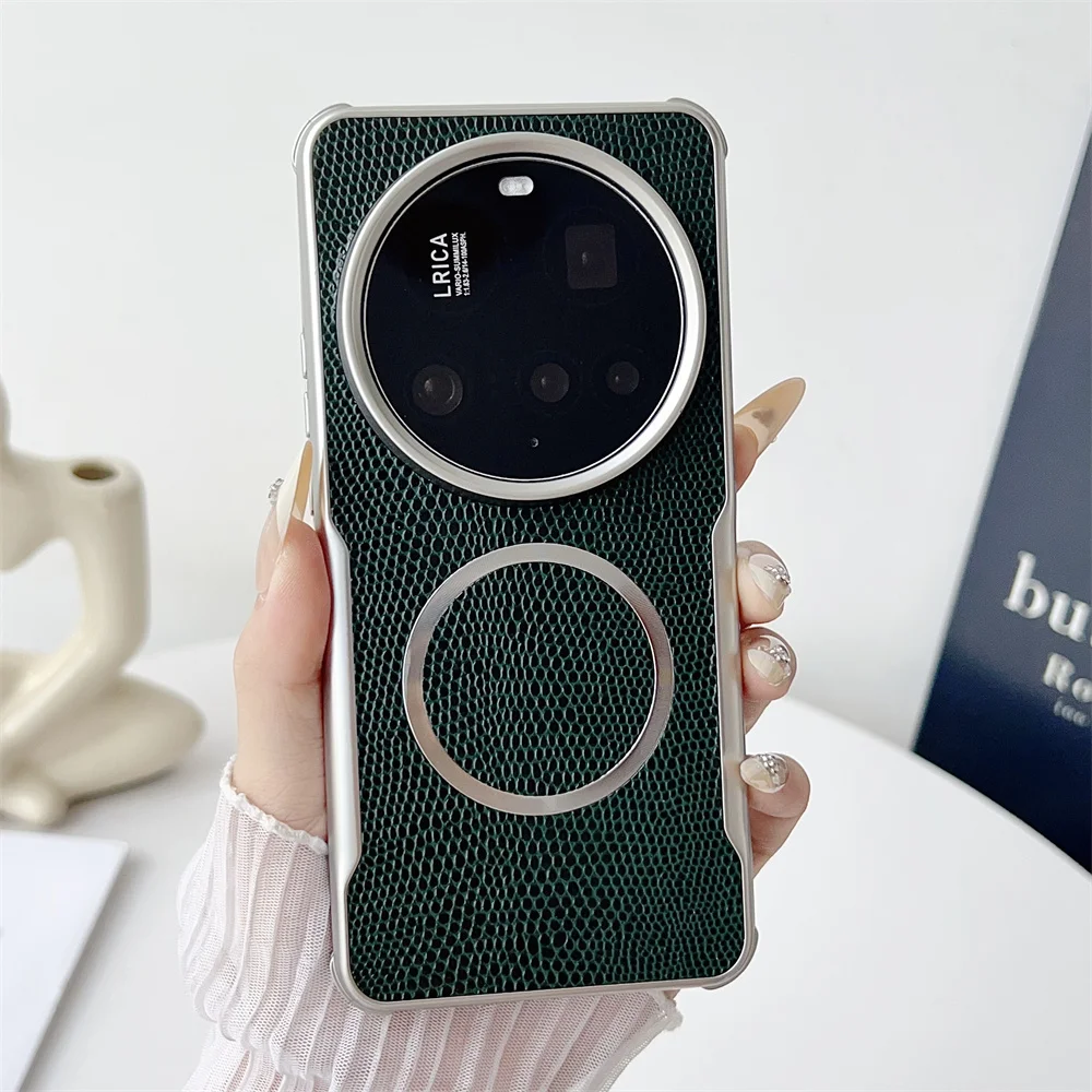 Luxury PU Magnetic Wireless Charging Protective Back Cover Case - Premium Design