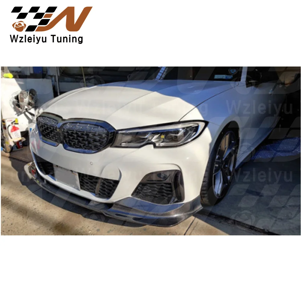 New-Style-Real-Carbon-Fiber-Front-Bumper-Lip-Fit-For-BMW-3-Series-G20 ...