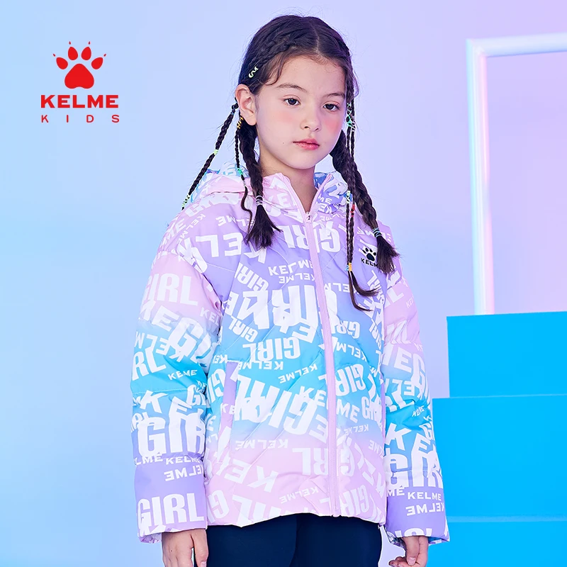 

KELME KIDS Children Clothing Girls Down Jacket Thickened Warm Jacket Hooded Windproof Coat Sports Casual Winter Coat 5143YR4041