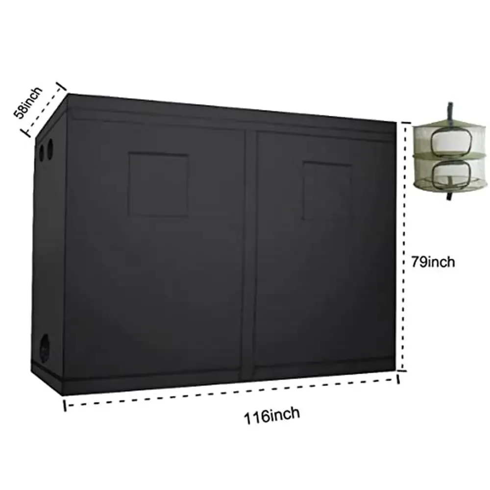 Indoor Grow Tent Black 48''x48''x79'' 600D Diamond Mylar 16mm Metal Poles Waterproof Floor Hanging Dry Rack Ventilation Ports